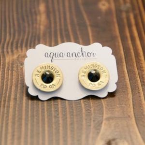 Gold Remington 20 Gauge Shotgun Brass Earrings